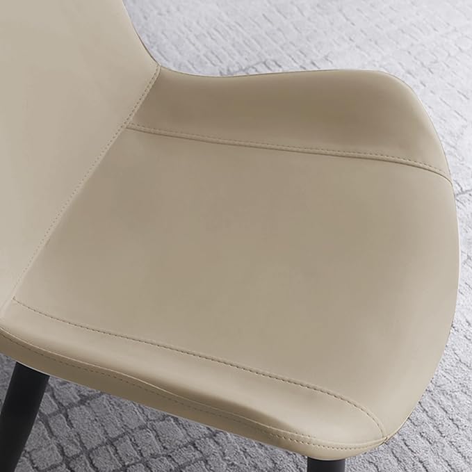 Dining Chairs, Modern PU Leather Dining Room Chair with Sturdy Metal Legs, Upholstered Seat Dinner Chairs Accent Side Chairs for Indoor Kitchen Living Room (Tan, Set of 4)