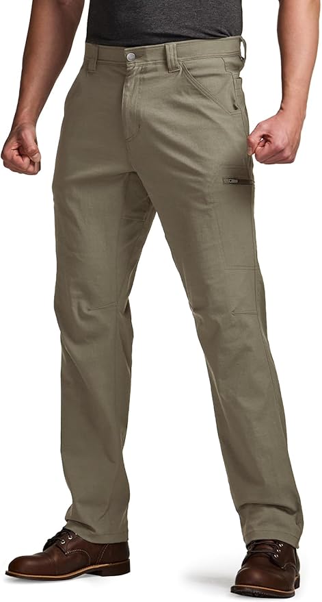 CQR Men's Vent Stretch Pants, Quick Dry Lightweight Casual Cargo Pants, Water Resistant Straight-Fit Utility Work Pants