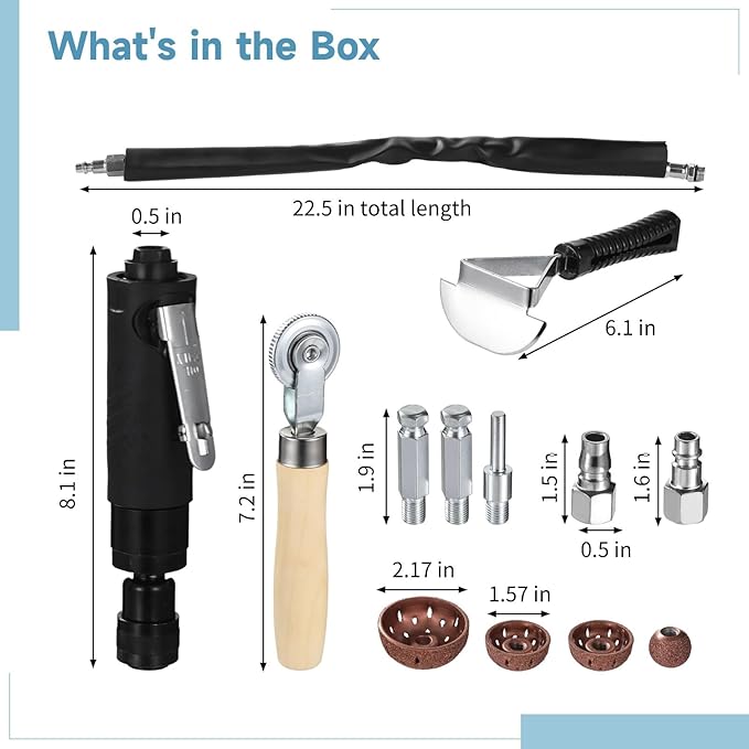 Air Tire Repair Polish Patch Tools, Pneumatic Tire Repair Grinding Tool Kit, Includes 2500rpm Low Speed Buffer Polisher, Tungsten Bits, Tire Inner Liner Scrapper, and More (Black)