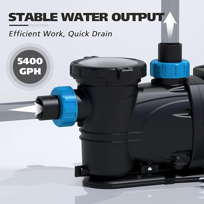 In/Above Ground Pool Pump, High Flow Powerful Self Priming Pool Pump with Timer,1.5 HP 5400GPH 115V