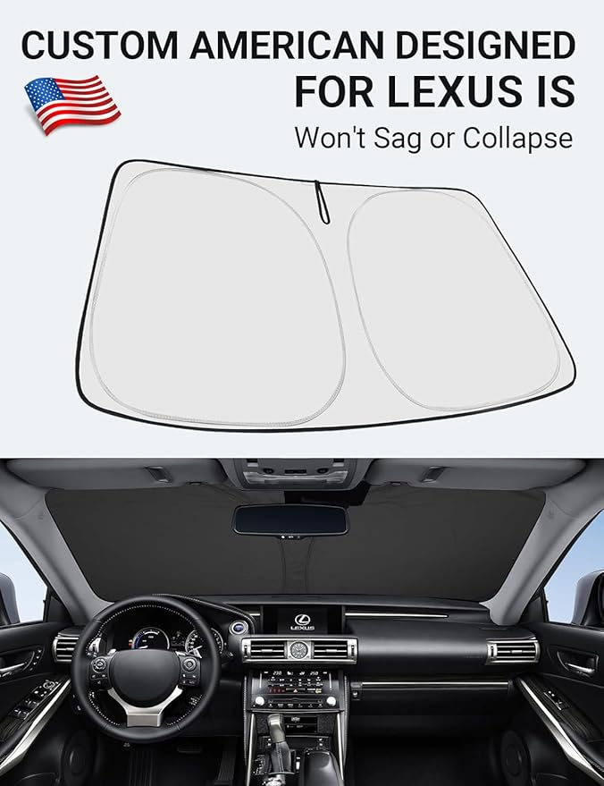 Proadsy 2025 Upgrade Windshield Sun Shade Custom Fit Lexus is 200t, 250, 300, 350 2014-2020 4-Layer Foldable Front Sunshade Protector Sun Visor Blocks UV Rays Keep Car Cooler