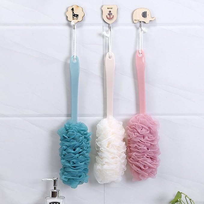 Back Scrubber for Shower, Loofah Long Handle Bath Body Brush, Soft Nylon Mesh Sponge On a Stick for Shower Men Women Kids Elderly, Exfoliating Scrub Cleaning Luffa for All Kinds of Skin(Blue)