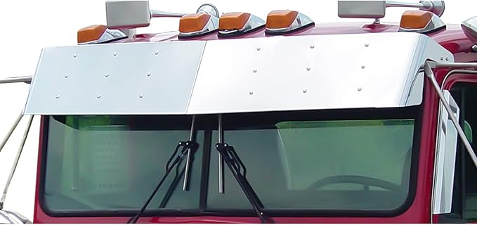 RoadWorks | Stainless Steel 12" Drop Visor for 1985-1998 Kenworth with Flat Windshield | 45010