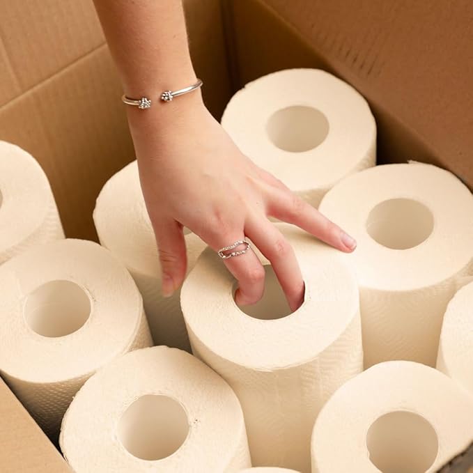 Bumboo |100% Bamboo Unbleached Kitchen Rolls | Pack of 12 Rolls (2-Ply) | FSC Certified | Multipurpose, Plastic-Free, Eco-Friendly, Super Absorbent, Strong & Sustainable