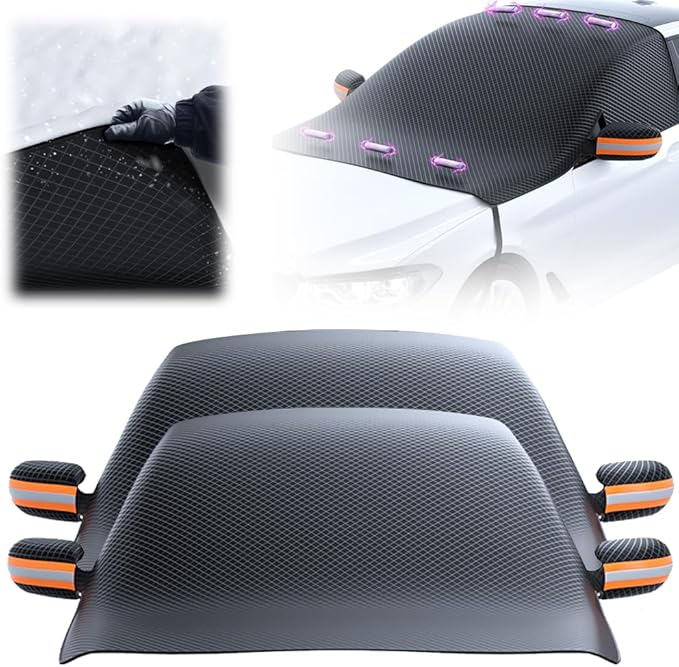 All Seasons Sunshade Ice Cover, 2025 New Magnetic Car Windscreen Cover, Heavy Duty Automotive Windshield Cover for SUV and Sedan (2 * Orange)