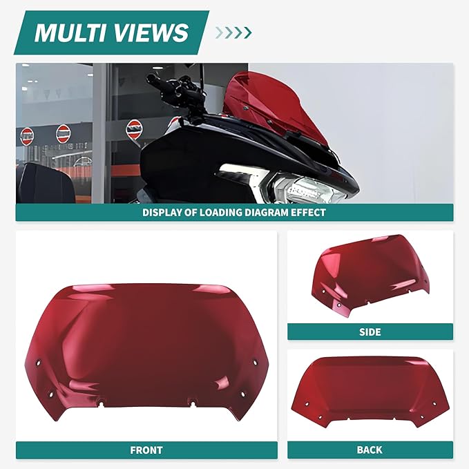 11.5'' Windshield Windscreen Motorcycle Wind Splitter Fit for Harley Road Glide FLTRXSE 2023-later FLTRX FLTRXSTSE 2024-later for Dual Headlights Red