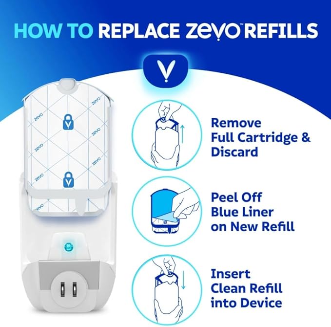 Zevo Indoor Flying Insect Trap Refills – 8 Refill Cartridges – Continuous Protection Against Flies, Fruit Flies & Gnats