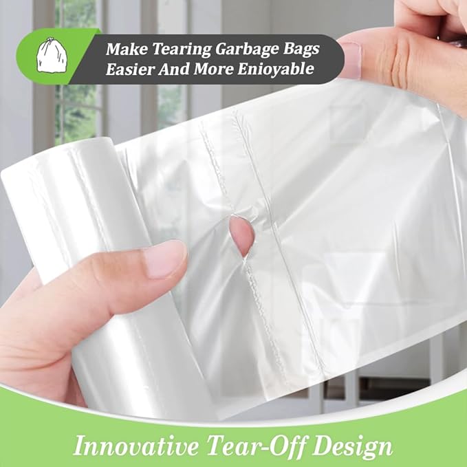 Teivio 3 Gallon 300 Counts Clear Trash Bags Garbage Bags, Mini Waste Basket Liners,Bathroom Trash Can Bin Liners, Small Plastic Bags for Home Office Kitchen Car Bedroom Dog waste Baby Diaper