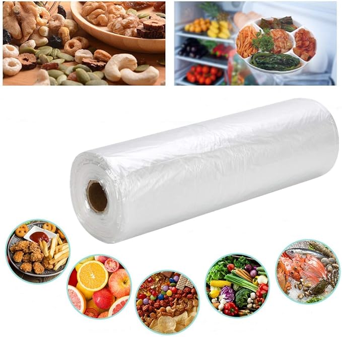 Food Storage Bags, 12 x 16 Plastic Produce Bag on a Roll, for Fruits, Vegetables, Bread, Groceries - Clear, 350 Per Roll (1 Roll)