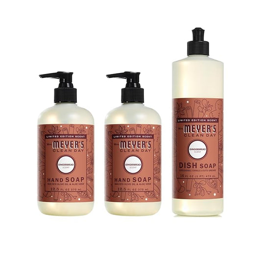 Mrs. MEYER'S CLEAN DAY Variety, 2 Liquid Hand Soap 12.5 OZ, 1 Liquid Dish Soap, 16 FL OZ, 1 CT (Gingerbread)