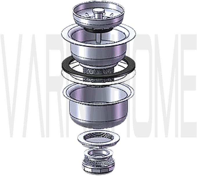 3-1/2 Deep Cup Kitchen Sink Drain Assembly, 304 Stainless Steel Construction with Fixed Post Basket and Long Extended Shank/CAS Approved and Venetian Gold Finish
