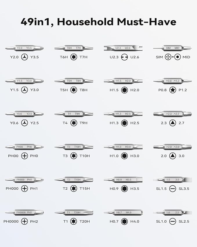 49-in-1 Small Screwdriver Set, [Super Durable] Tiny Torx Screwdriver Fits All Ring Doorbell, Precision Magnetic Mini Repair Tool Kit for Watch, Laptop, Eyeglass, Camera, Men Gift Screw Driver