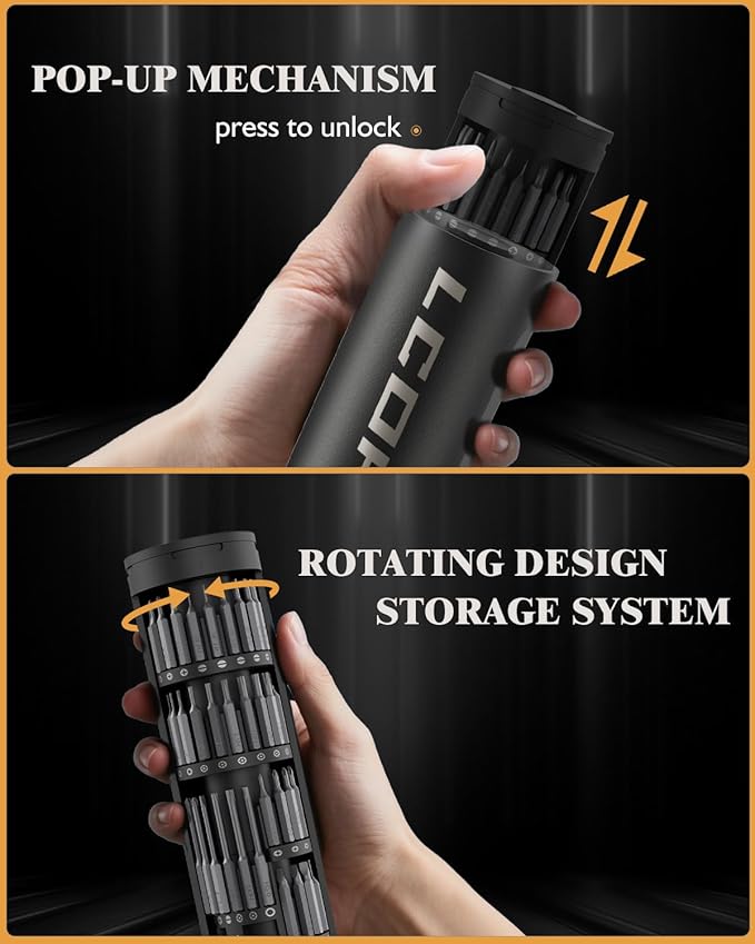 LCORE 67 in 1 Electric Screwdriver Set, 4 Adjustable Torque (0.05 to 0.35 N.m with Manual 5N.m Mode), 62 S2 Steel Bits, Magnetic Storage Case, 4 LED Lights for Electronics Phone Laptop Camera Repair