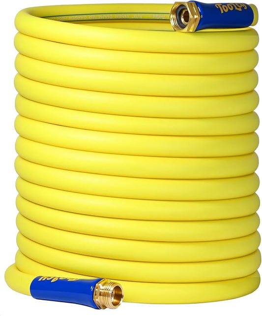 TOOLCY Flexible Garden Hose 100 ft with Swivel Fitting, Heavy Duty Hybrid 5/8 inch Water Hose, Outdoor, Lightweight, All-Weather, Brass Male to Female Fittings, 250 Burst