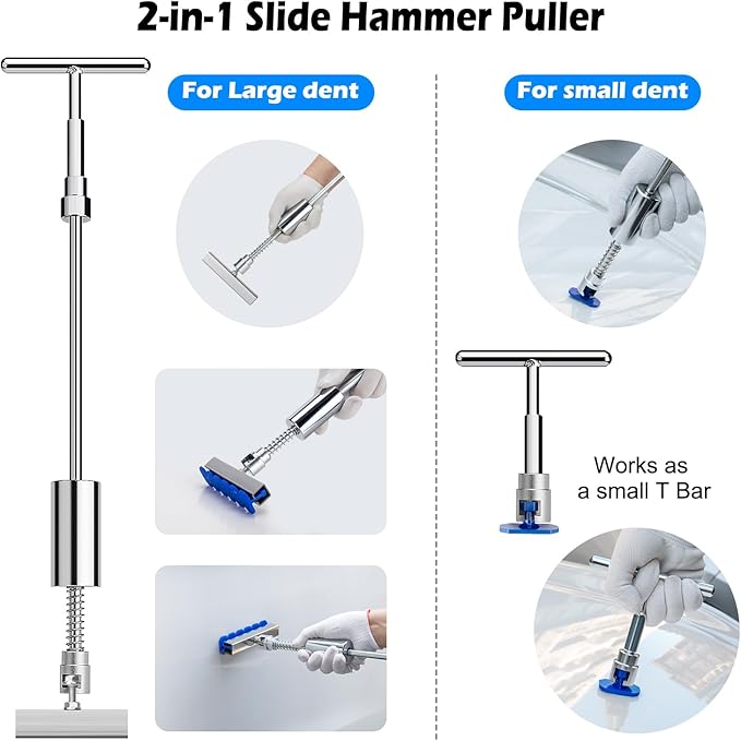 Car Dent Puller Kits,137pc Paintless Dent Removal Tools,Car Dent Repair Kit with Slide Hammer 2 in 1 T-Bar, Adjustable Dent Lifter,Bridge Puller for Auto Body SUV Dings Hail Damage DIY Remover