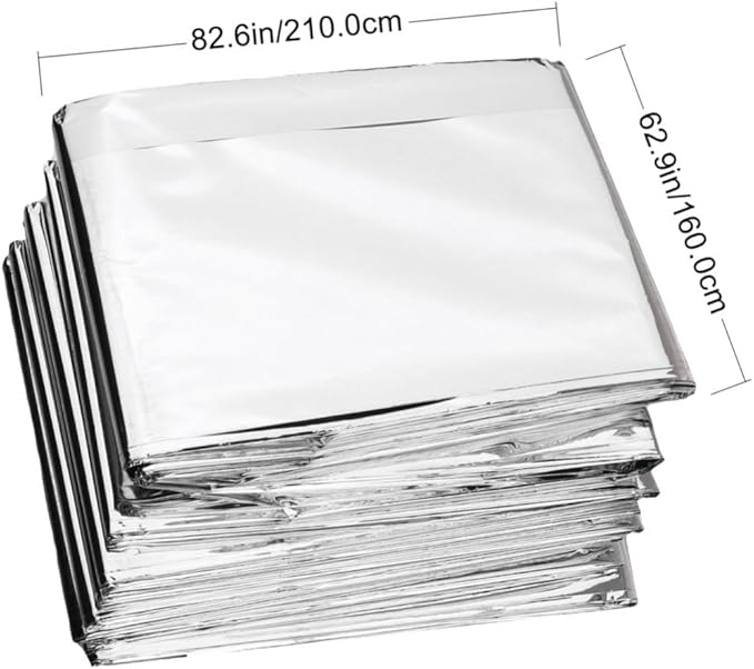 5pcs Emergency Survival Blanket Silver Reflective Insulated Rescue Blankets for Outdoor Camping Hiking First Aid Warmth Retention