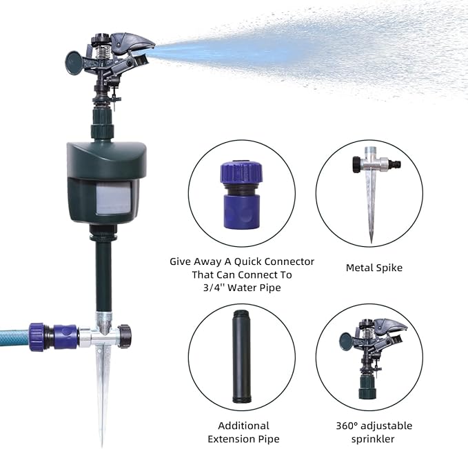 Motion Activated Sprinkler Outdoor Waterproof Repellent for Yard