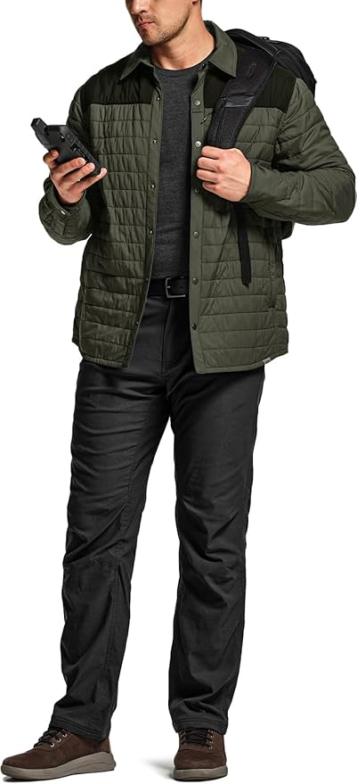 CQR Men's Winter Fleece Lined Pants, Water-Resistant Outdoor Stretch Work Pants, Windproof Casual Pants with Pockets