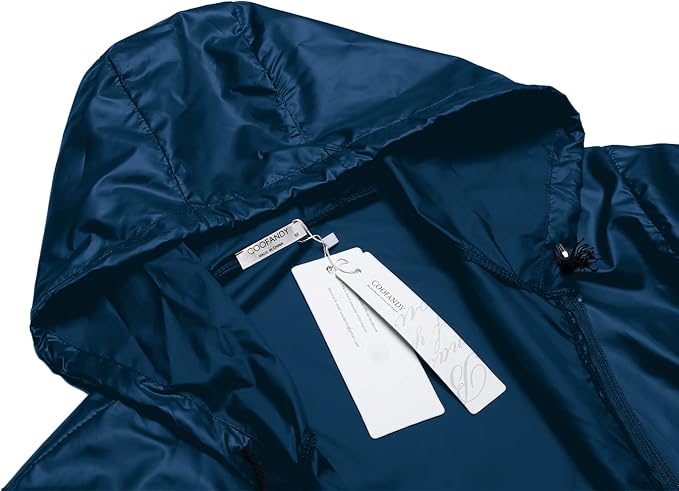 COOFANDY Mens Packable Rain Jacket Lightweight Waterproof Raincoat with Hood Outdoor Rain Gear Travel Hiking Cycling