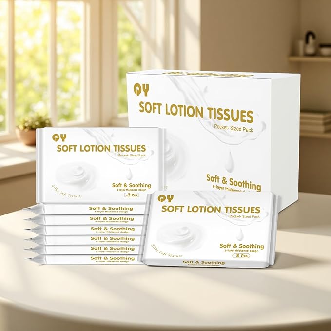 Facial Tissues with Lotion, 20-Pack Ultra Soft 6-Ply,Travel Size Multipack Pocket Tissue, Hypoallergenic for Sensitive Skin and Babies, On-The-Go for Car, Purse, Office (20 Count-Pack of 20)