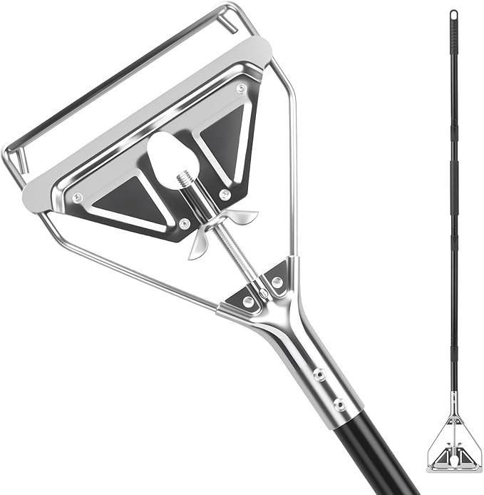 KeFanta 60" Metal Mop Handle Commercial Heavy Duty, Quick Change Industrial Mop Stick Replacemet,Side Gate Mops Head Replacement Holder for Floor Cleaning