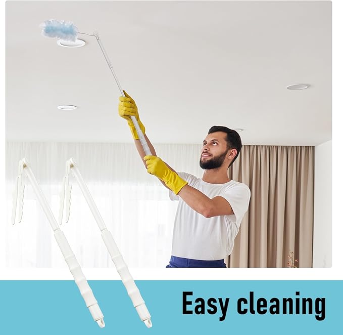12 Pcs 3 ft Replacement Handles Compatible with Swiffer Duster Refill Adjustable Length Handles Duster Refill Extended Handle Removal Duty (White)