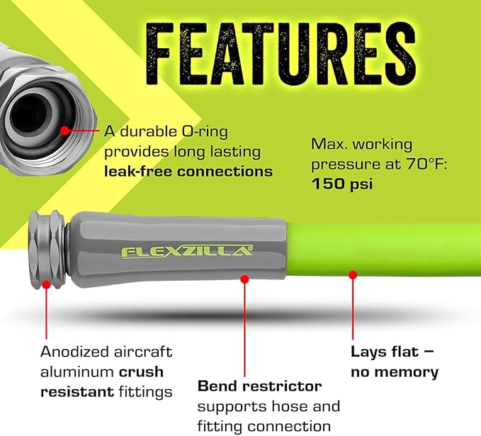 Flexzilla Garden Lead-in Hose 5/8 in. x 3 ft., Lightweight All-Weather Water Hose, Durable and Flexible, Leak-Free Connections