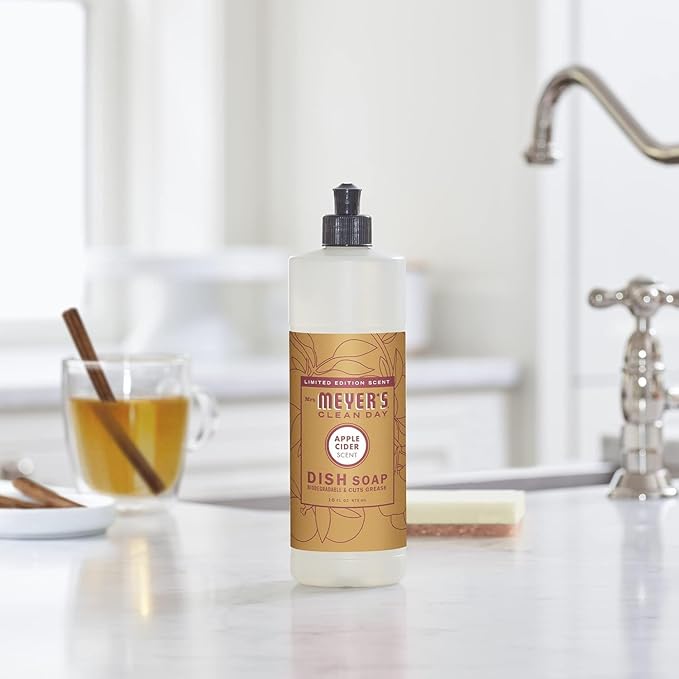 MRS. MEYER'S CLEAN DAY Liquid Dish Soap, Biodegradable Formula, Limited Edition Apple Cider, 16 fl. oz - Pack of 3