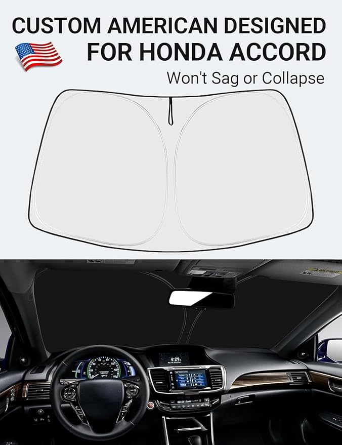 Proadsy Windshield Sun Shade for Honda Accord 2014-2017 4-Layer Foldable Front Sunshade Protector Sun Visor Blocks UV Rays Keep Car Cooler
