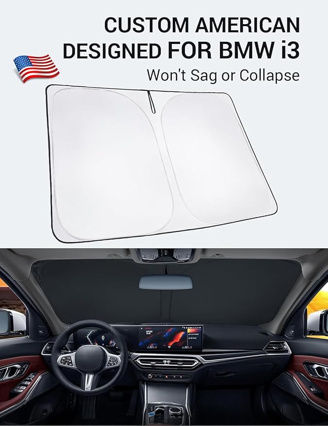 Proadsy Windshield Sun Shade for BMW i3 2014-2022 Foldable Front Sunshade Protector Sun Visor Blocks UV Rays Keep Car Cooler Accessories