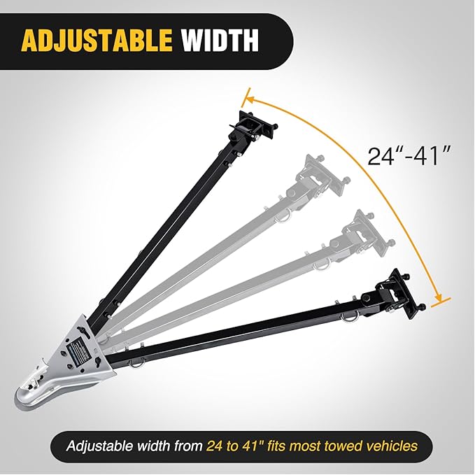 Nilight Tow Bar with Safety Chains, Coupler Fits 2-Inch Hitch Ball, 5500 lbs Towing Capacity, 41-in Opening Width, Bumper-Mounted Universal Towing Bar for RV, Car, Trailer, Truck, Alloy Steel