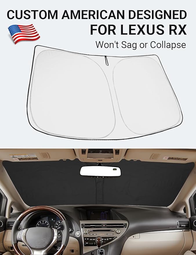 Proadsy 2025 Upgrade Windshield Sun Shade Custom Fit Lexus RX 2010-2015 4-Layer Foldable Front Sunshade Protector Sun Visor Blocks UV Rays Keep Car Cooler