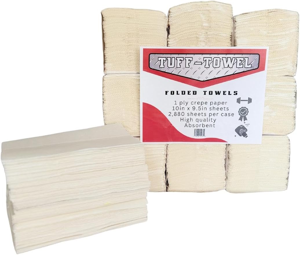 Multi-Fold Paper Towels, 9.5 x 10.5 Inches, 3150 Sheets, 1-Ply Crepe Paper, 9 Bundles