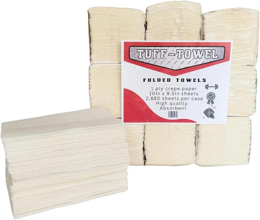 Multi-Fold Paper Towels, 9.5 x 10.5 Inches, 3150 Sheets, 1-Ply Crepe Paper, 9 Bundles