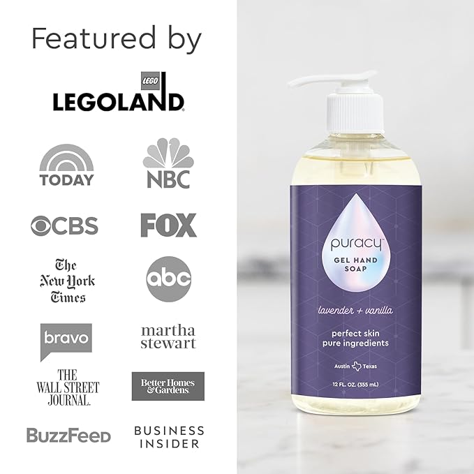 Puracy Organic Hand Soap, For the Professional Hand Washers We've All Become, Moisturizing Natural Gel Hand Wash Soap, Liquid Hand Soap Refills for Soft Skin (12 fl.oz, Lavender & Vanilla) 1-Pack
