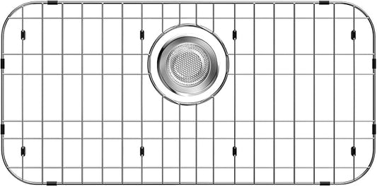 Sink Protector for Kitchen Sink,22.8 X 12.8 inch Sink Rack,Metal Sink Grate with Strainer,Stainless Steel Sink Grid for Bottom of Sink with Rear Drain Hole