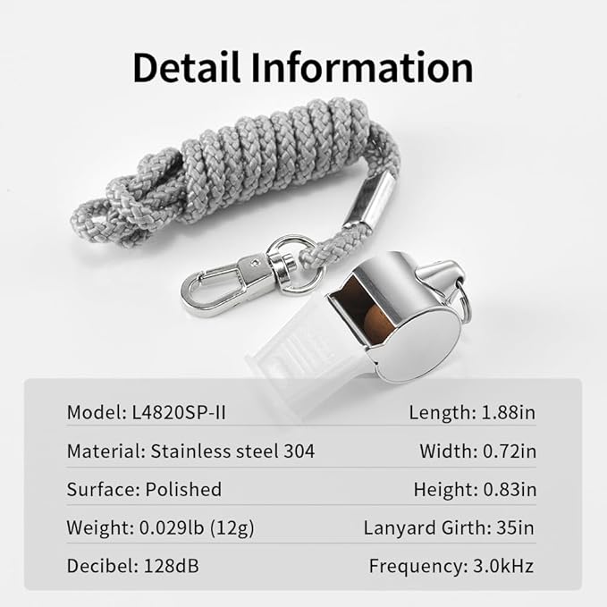 HUTOU Whistle 2 Packs Stainless Steel Coach Sports Whistle with Lanyard, Loud Crisp Sound Whistle Ideal for Coaches, Referees, and Official