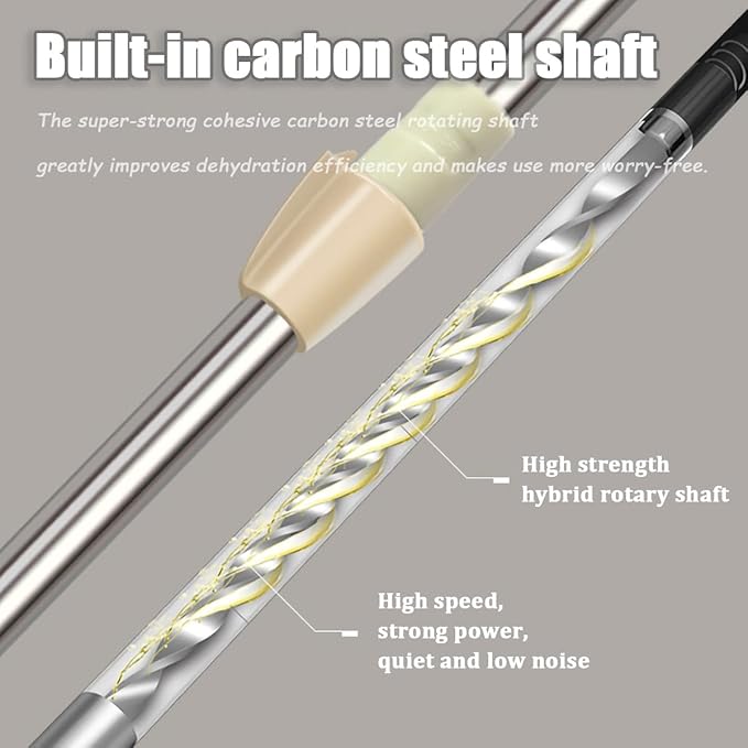 Extended Spin Mop Replacement Mop Handle, Upgraded 60-inch 360 Degrees Rotating Telescopic Replacement Mop Stick for Spin Mop Bucket Cleaning System Floor Cleaning (Plastic Disc, Khaki)