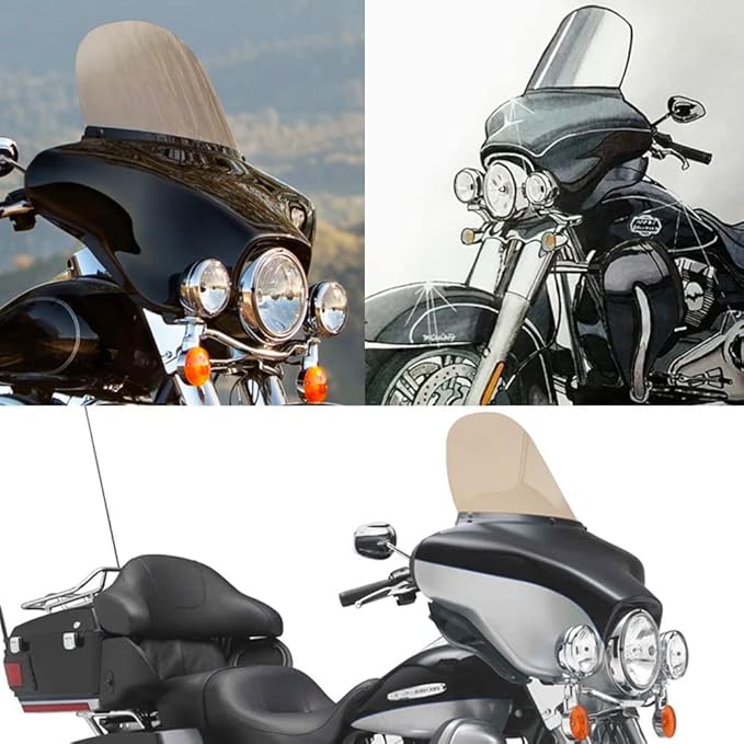 WYNMOTO 13" Tint Windshield Windscreen Compatible for 96-13 Harley Davidson Touring Electra Glide Street Glide FLHT FLHTCU Ultra Classic Glide FLHX FLHTK Tri Glide 1996-2013