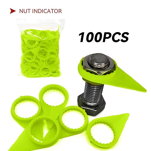 Loose Wheel Nut Indicators 100 Pcs - 33mm Green Visual Warning Arrows Essential for Truck, Trailer, Bus, Tractor Fleet Safety & Agricultural Industrial Vehicles