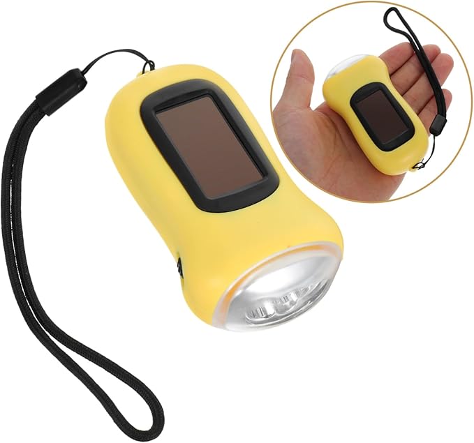 Solar Powered Hand Crank Flashlight Portable Rechargeable LED Emergency Light for Camping Hiking Outdoor Use Bright Multipurpose Lantern