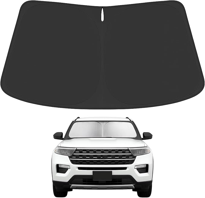 Proadsy Windshield Sun Shade for Ford Explorer 2020-2024 2025 4-Layer Foldable Front Sunshade Protector Sun Visor Blocks UV Rays Keep Car Cooler