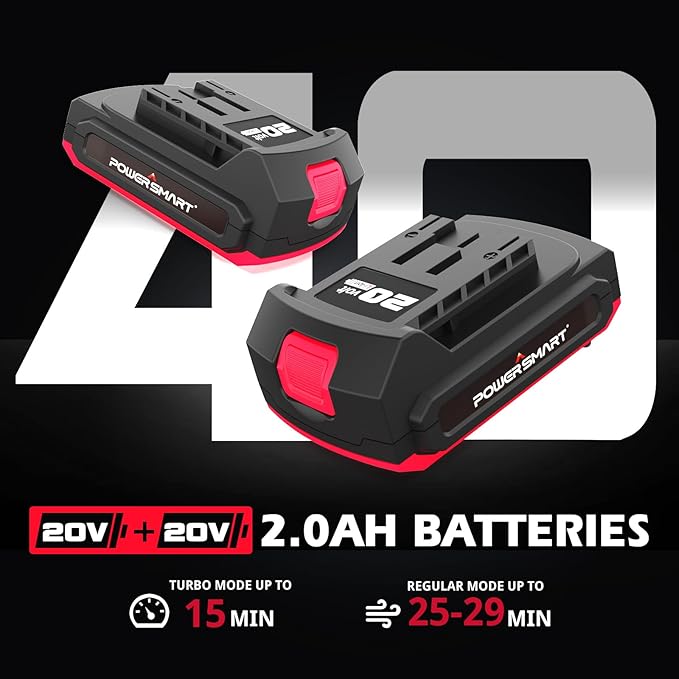 PowerSmart 40V(20Vx 2) Cordless Leaf Blower(Powerful 450CFM /130MPH) with 2X 2.0Ah Batteries & Chargers Included, for Patio Cleaning, Lawn Care, Blowing Fallen Leaves,Snow and Dust, etc.