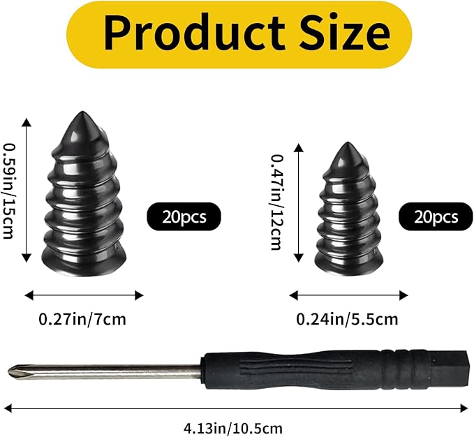 40 PCS Tire Repair Rubber Nails Kit with 2 Sizes, Screw in Tire Repair Plugs with Box and Screwdriver, Fast Self-Service Tire Repair Tools, Tire Screw Plug Repair Kit