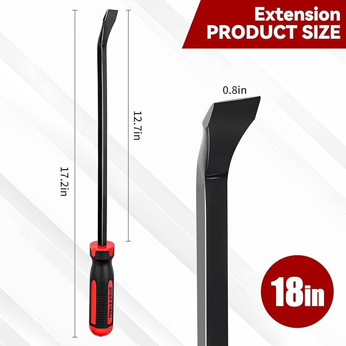 TOOLEAGUE Utility 2Pcs Pry Bar Set,18-Inch Mechanic Hand Tools with Thicker Strike Cap Handle, Heavy Duty Pry Bar Tools for Automotive,Home&Garage DIY Job