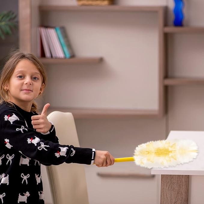 Vesici 300 Pcs Duster Refills Compatible with Swiffer Dusters Bulk Disposable Replacement Thickened with 1 Handle Heavy Duty for Cleaning, Office (Yellow)