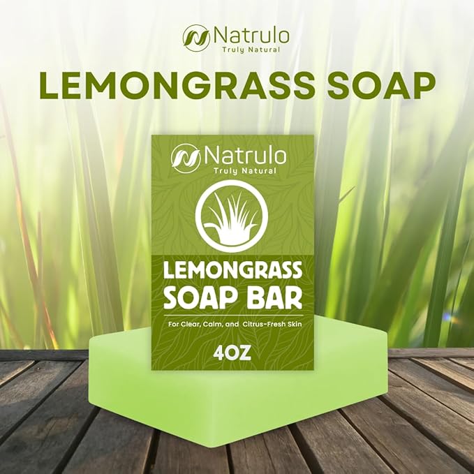 Lemongrass Soap Bar – Handcrafted USA Exfoliating Face & Body Wash, Bath Cleanser with Natural Glycerin, Coconut Oil, Palm Oil, Safflower Oil & Oat Protein – Nourishing Skincare for all Skin Types