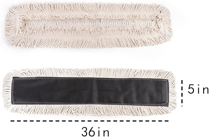 Matthew Cleaning 36'' High Strength Disposable Dust Mop Cotton Cut-end Yarn Mop Replacement Heads for Residential & Commercial Fit Standard Dust Mop Frames, Hardwood, Laminate, Concrete Floors 3Pack