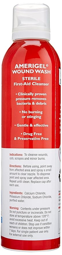 AMERIGEL - Saline Wound Wash (Pack of 2) First Aid Sterile Cleansing Solution - Advanced Skin and Wound Care - 7.1 Oz.