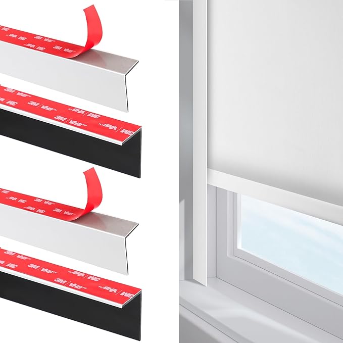 100% Blackout PVC Light Blocking Strip for Window Shades and Blinds Both Sides Tracks for Blackout Shades Easy to Install for BedroomGreat for Bedroom Nursery (L-Shaped White-4pcs, 80")